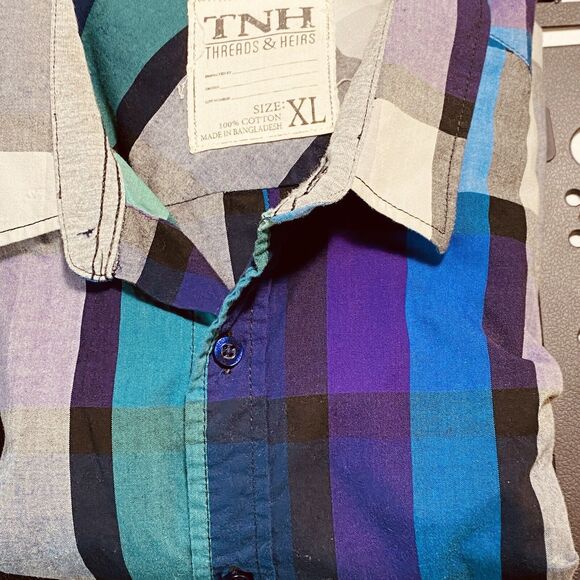 Threads & Heirs Plaid Shirt Men's Size X-Large Multicolor Long Sleeve Button Up - Picture 8 of 10